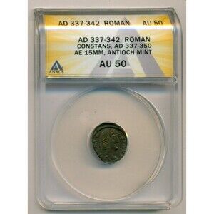 Roman Empire Constans AD 337-350 AE 15mm Antioch Mint AU50 ANACS